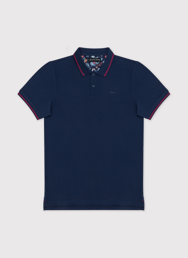 Gładki t-shirt polo w kolorze granatowym