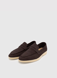 Brązowe mokasyny z zamszu