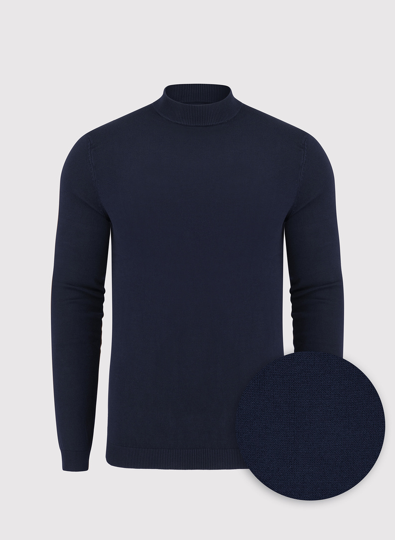 Granatowy gładki półgolf męski