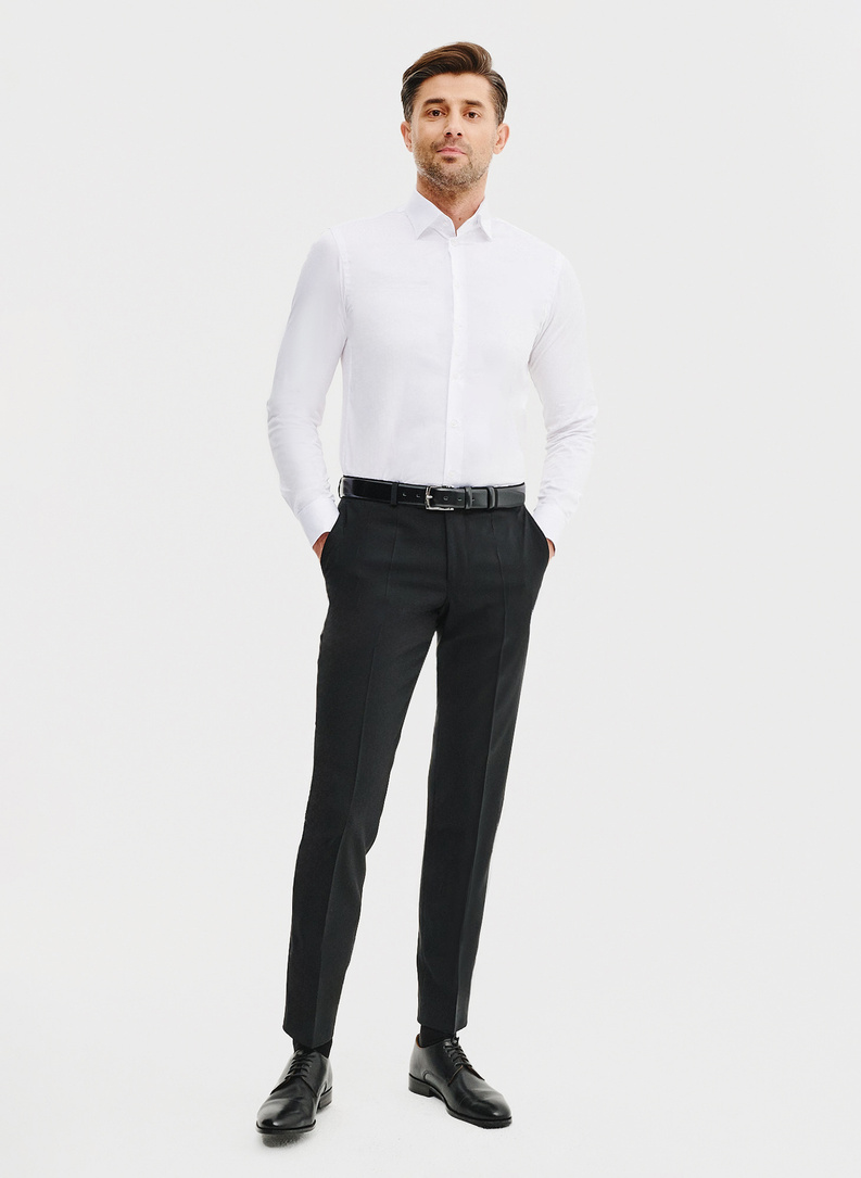 Wełniane spodnie garniturowe w kolorze czarnym