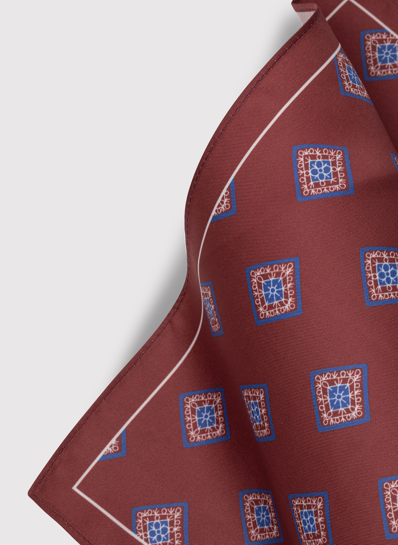 Bordowa poszetka męska w romby