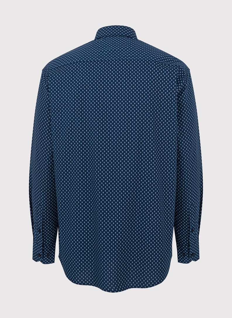 Granatowa koszula o prostym kroju we wzór paisley 