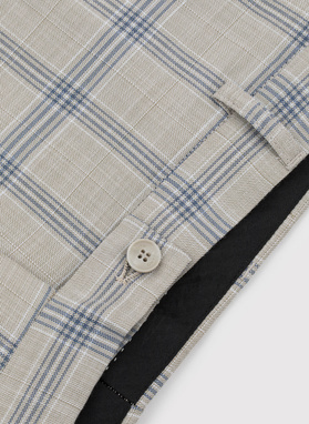 Beżowe spodnie garniturowe w kratę