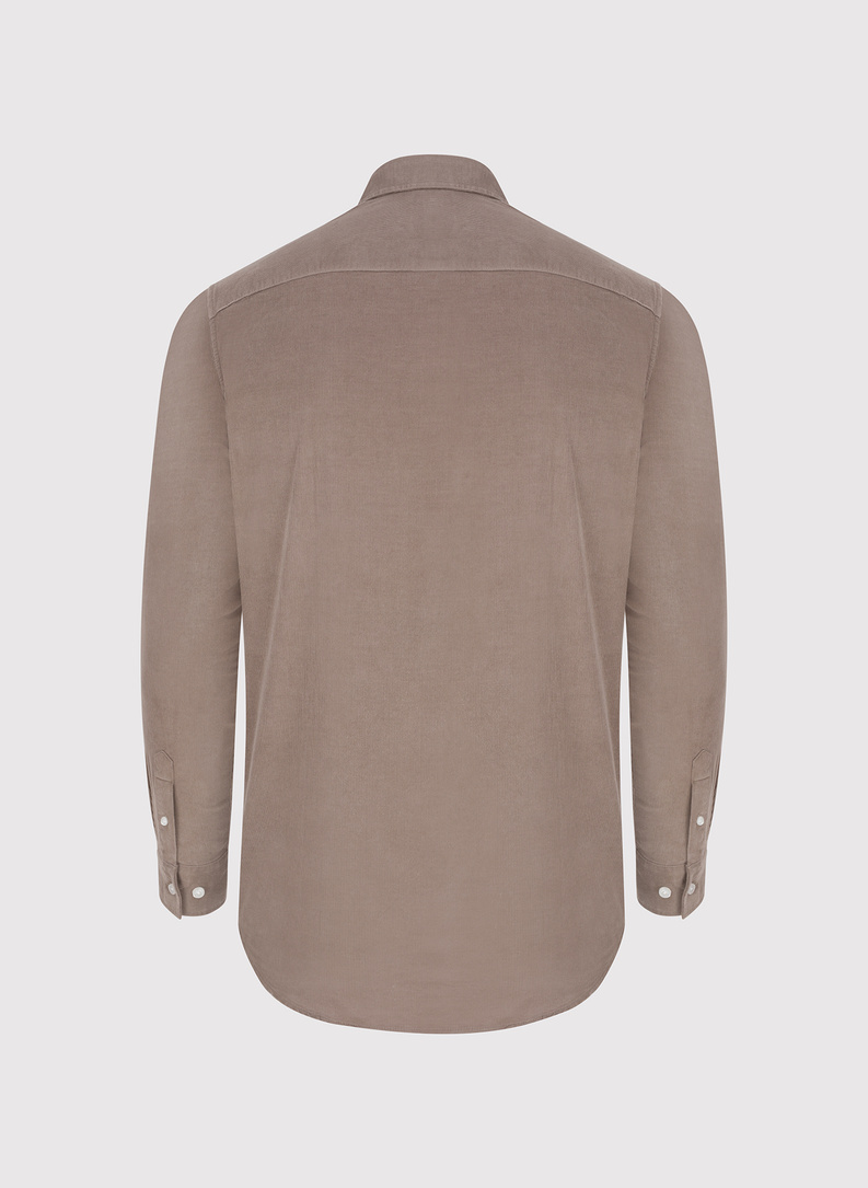 Brązowa koszula sztruksowa z kieszeniami na piersi