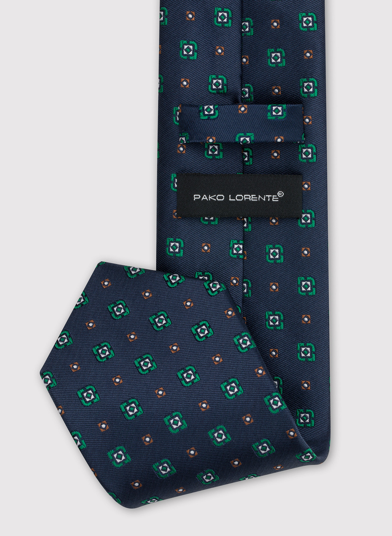 Granatowy krawat męski w drobny wzór