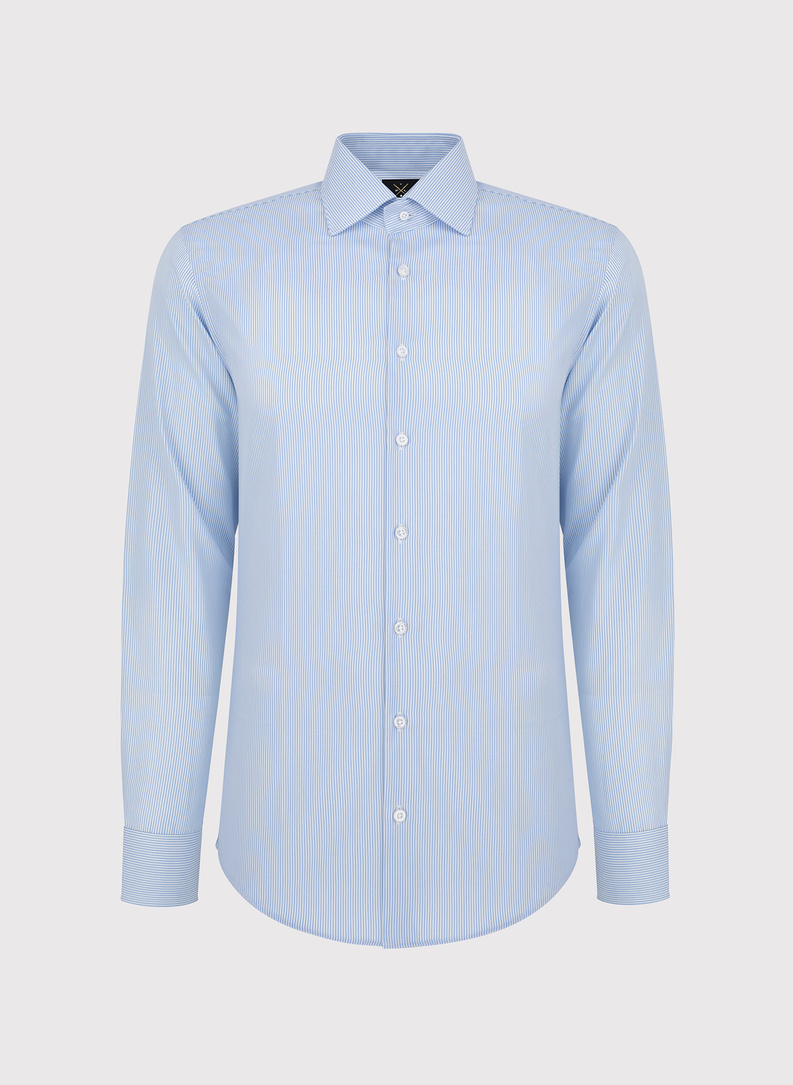 Bawełniana koszula męska w niebieskie paski