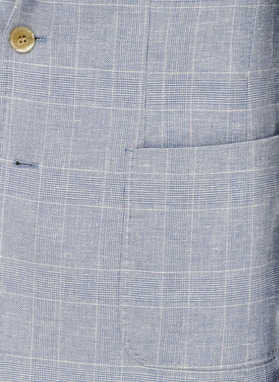 Niebieska marynarka z lnu w kratkę