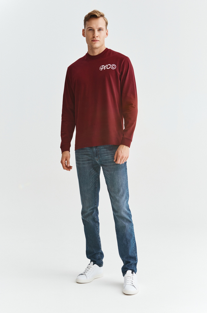 T-shirt z długim rękawem bordowy C21WF-TL-050-D