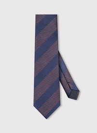 Granatowy krawat męski w skośne pasy
