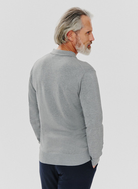 Szary sweter męski z kołnierzykiem polo