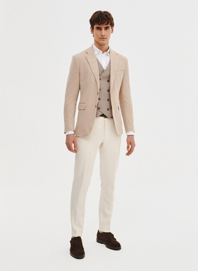 Dwurzędowa kamizelka męska w drobną kratę