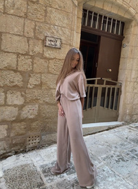 Lniany komplet damski CELEBRYTKA mokka