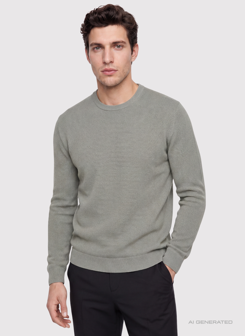 Szałwiowy sweter męski o-neck