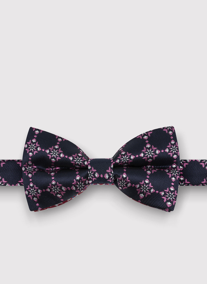 Męska mucha w kolorze granatowym w różowy wzór