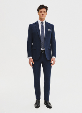 Granatowe spodnie ganiturowe z lnem