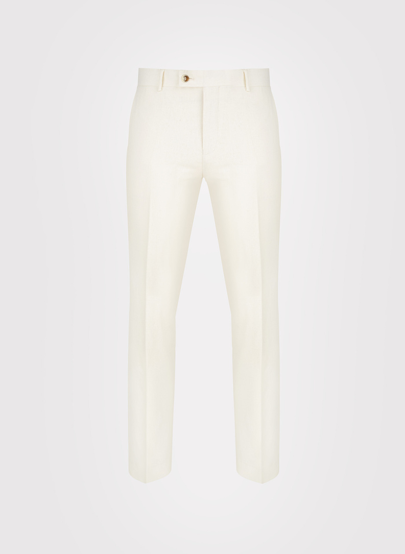 Beżowe spodnie ganiturowe z lnem