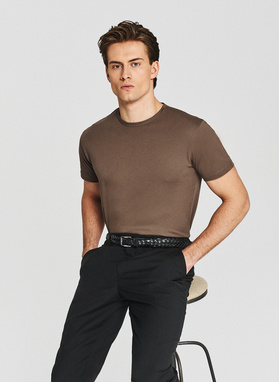 Brązowy bawełniany t-shirt męski