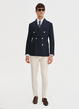 Lniana marynarka dwurzędowa