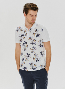 Męski t-shirt polo w kwiatki