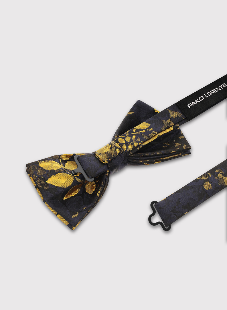 Granatowa mucha męska we wzór kwiatowy