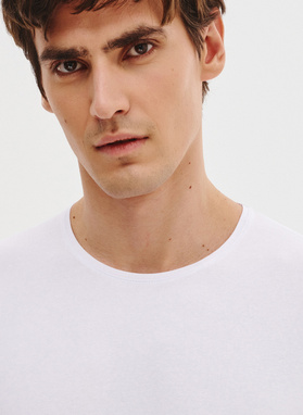 Biały gładki t-shirt męski