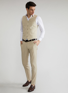 Beżowa kamizelka garniturowa P22SP-8X-009-E-S