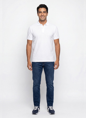 Biały t-shirt polo z bawełny