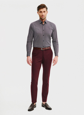 Męska koszula w bordowy mikrowzór