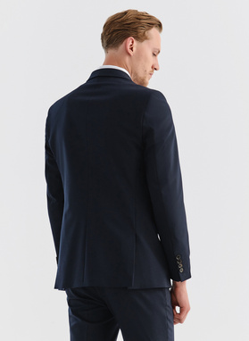 Gładka granatowa marynarka garniturowa
