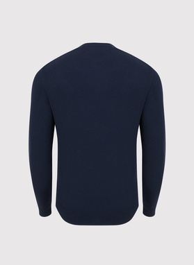 Granatowy męski sweter w serek