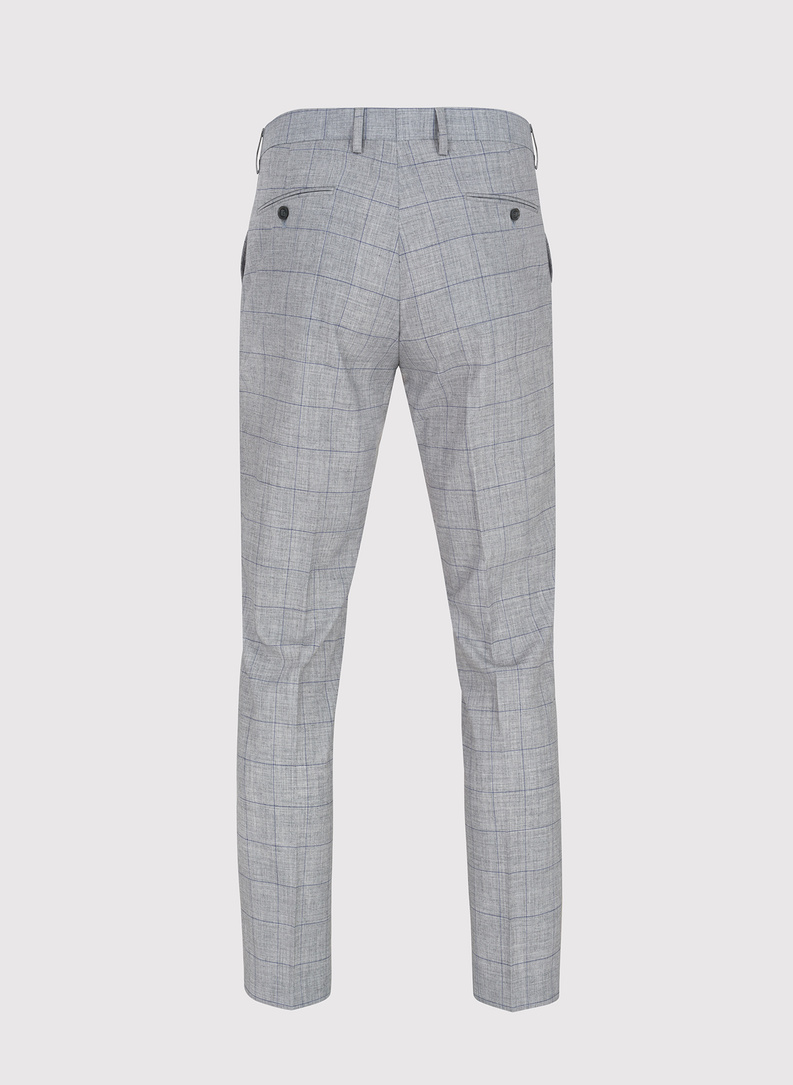 Szare garniturowe spodnie męskie w kratę