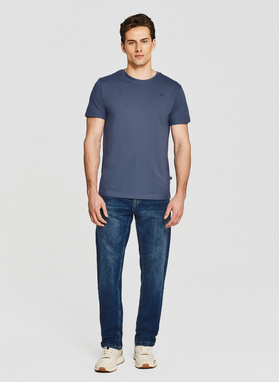 Bawełniany t-shirt męski w kolorze niebieskim