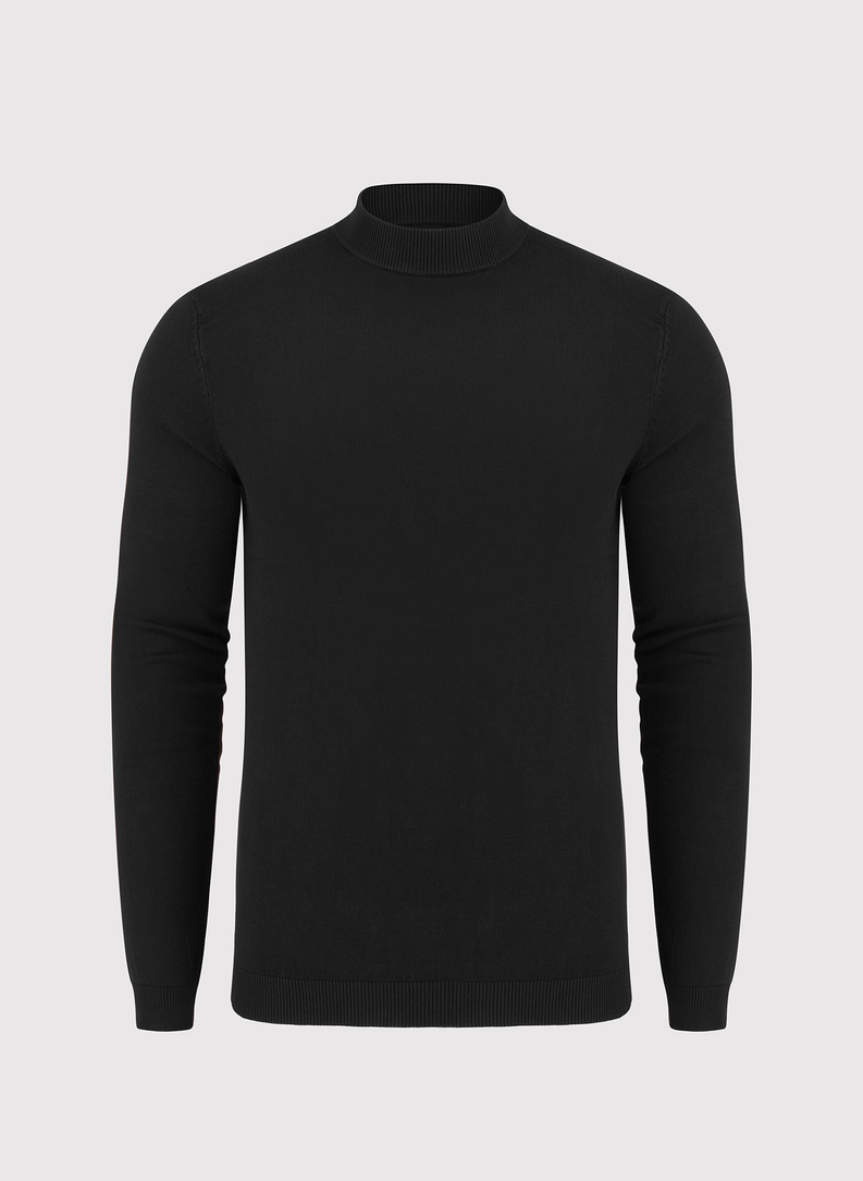 Czarny gładki półgolf męski