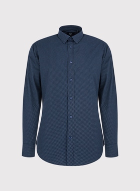 Granatowa koszula męska w mikrowzór
