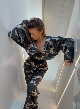 Komplet moro MIJAS szerokie spodnie i bluza oversize