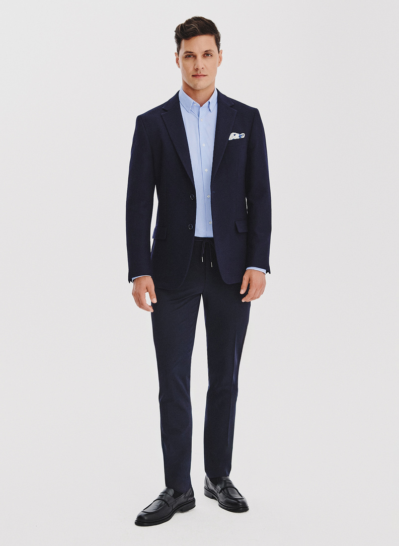 Granatowa marynarka męska z wełny