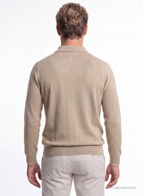Beżowy sweter z kołnierzykiem polo