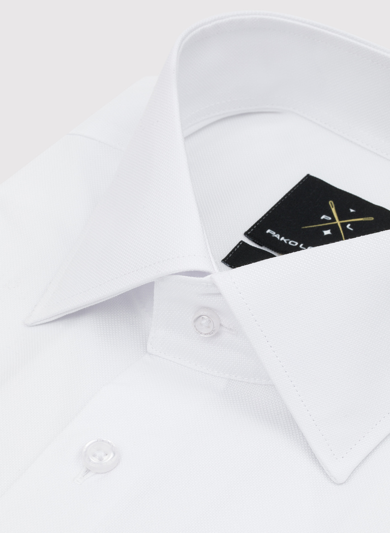 Biała bawełniana koszula męska na spinki