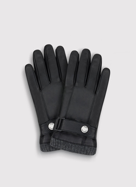 Czarne rękawiczki męskie skórzane 