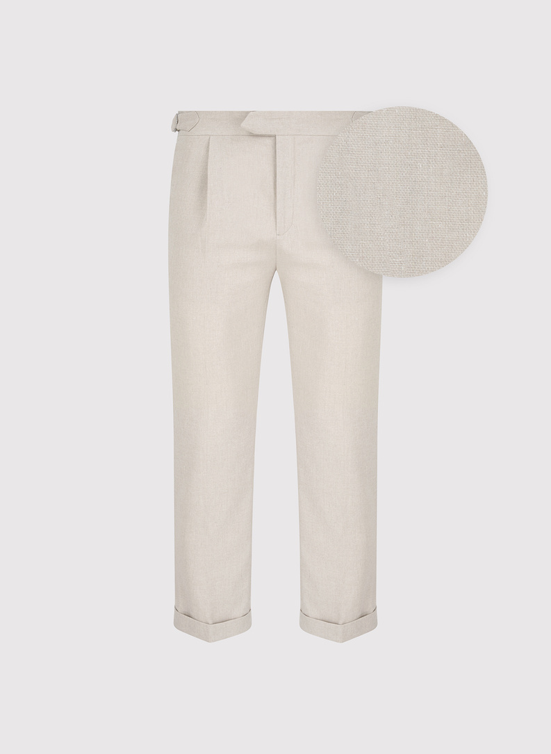 Beżowe spodnie męskie z lnem