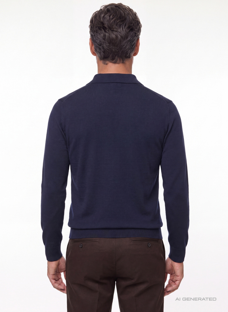Granatowy sweter z kołnierzykiem polo