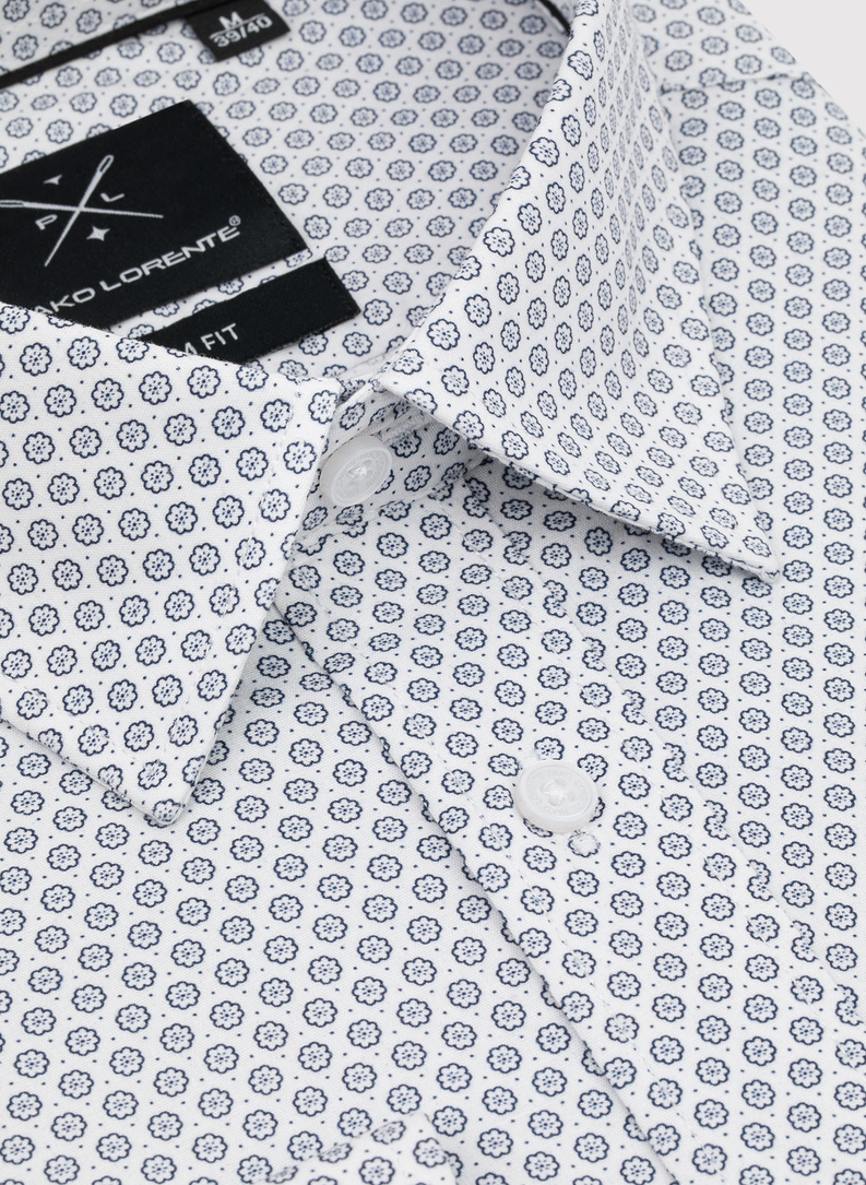 Biała koszula męska w mikrowzór