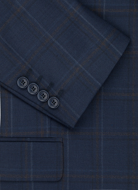 Granatowa marynarka garniturowa w kraciasty deseń