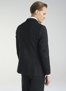 Czarna żakardowa marynarka smokingowa