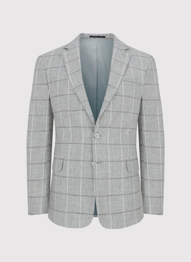 Jasnoszara marynarka męska w kratkę