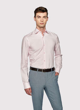 Gładka elegancka koszula męska w kolorze różowym
