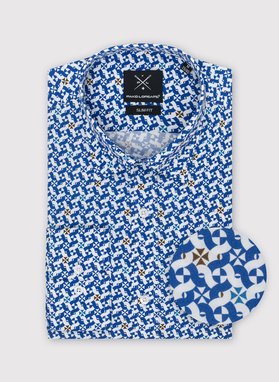 Koszula męska w biało-niebieski mikrowzór 