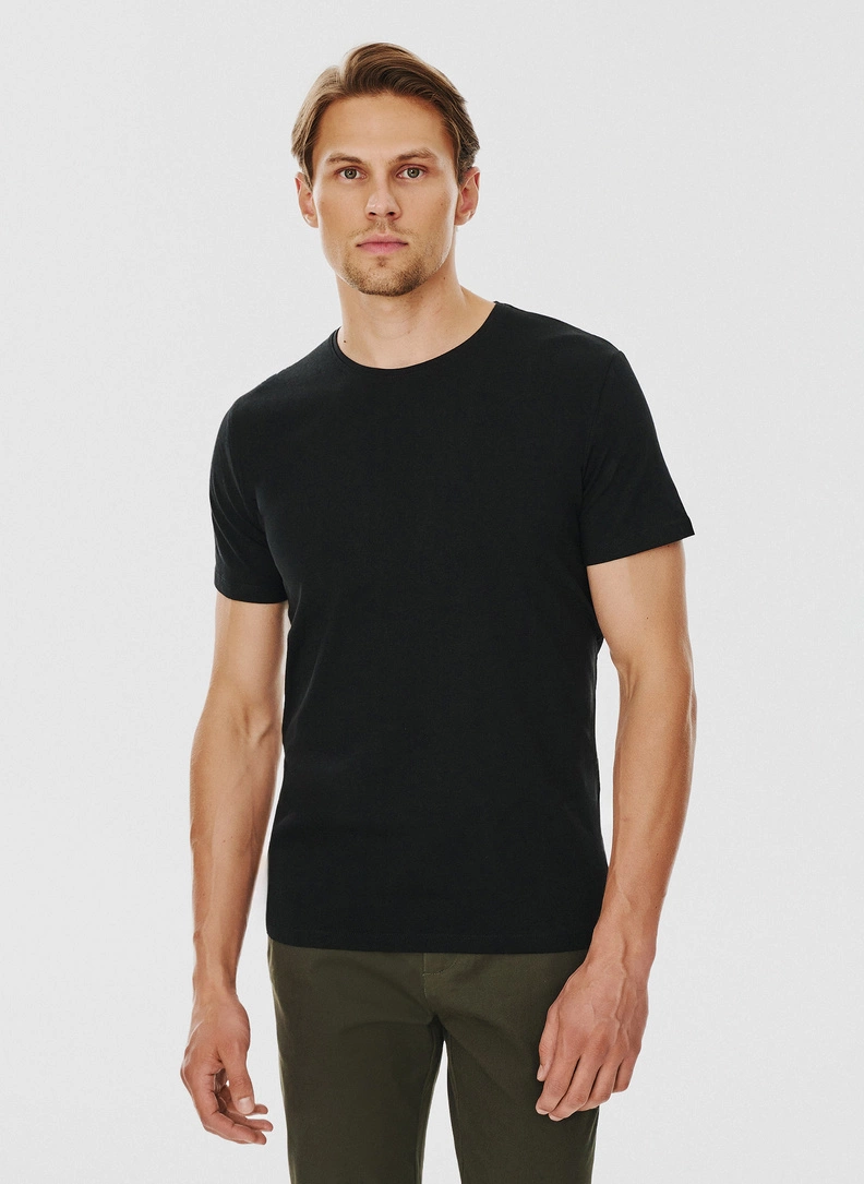 Czarny gładki T-shirt Basic