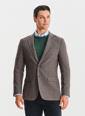 Wełniana marynarka w drobną kratę