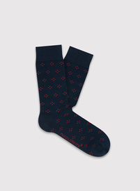 Granatowe skarpetki męskie w czerwone wzorki